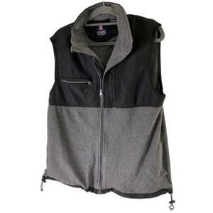 Chaps Mens Full Zip Fleece Vest Gray Black Colorblock Large Y2K Outdoor‎